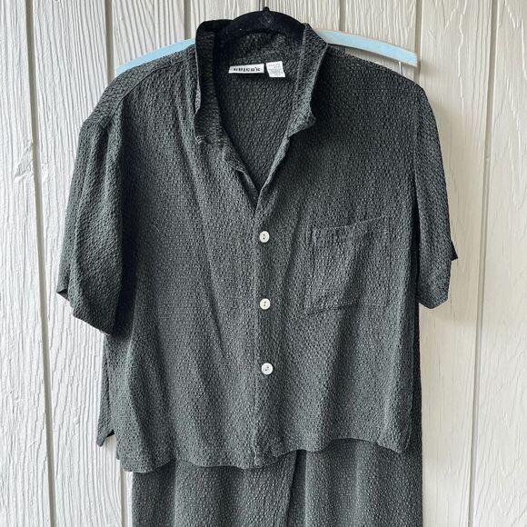 Vintage 90s Chico’s Design Set M/L | Rayon Seersucker Lounge Set Made in USA - Picture 1 of 13